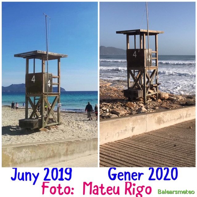 Cala Millor Abans i despres del temporal Gloria